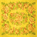 Square Machine Washable Medallion Yellow French Rug, wshtr616yw