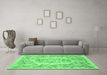 Machine Washable Medallion Emerald Green French Area Rugs in a Living Room,, wshtr616emgrn