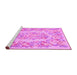 Sideview of Machine Washable Medallion Pink French Rug, wshtr616pnk