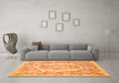 Machine Washable Medallion Orange French Area Rugs in a Living Room, wshtr616org