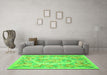 Machine Washable Medallion Green French Area Rugs in a Living Room,, wshtr616grn