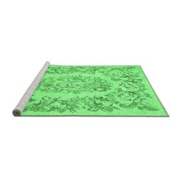 Sideview of Machine Washable Medallion Emerald Green French Area Rugs, wshtr616emgrn