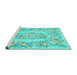 Sideview of Machine Washable Medallion Turquoise French Area Rugs, wshtr616turq