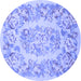 Round Machine Washable Medallion Blue French Rug, wshtr616blu