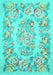 Machine Washable Medallion Turquoise French Area Rugs, wshtr616turq