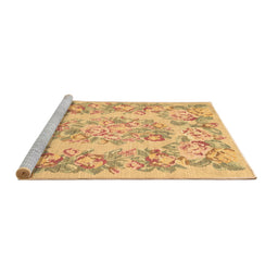 Sideview of Machine Washable Medallion Brown French Rug, wshtr616brn