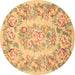 Round Medallion Brown French Rug, tr616brn