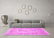 Machine Washable Medallion Pink French Rug in a Living Room, wshtr616pnk