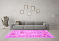 Machine Washable Medallion Pink French Rug, wshtr616pnk