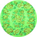Machine Washable Medallion Green French Area Rugs, wshtr616grn