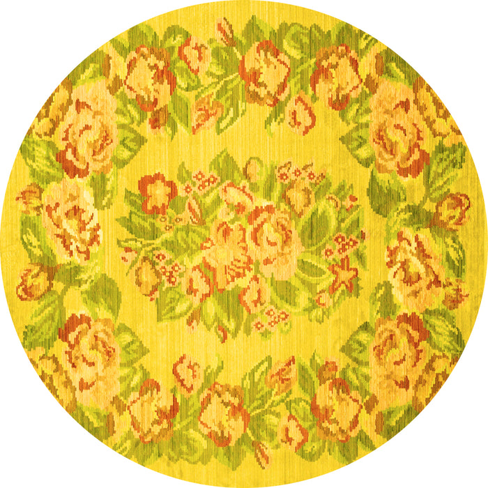 Round Medallion Yellow French Rug, tr616yw
