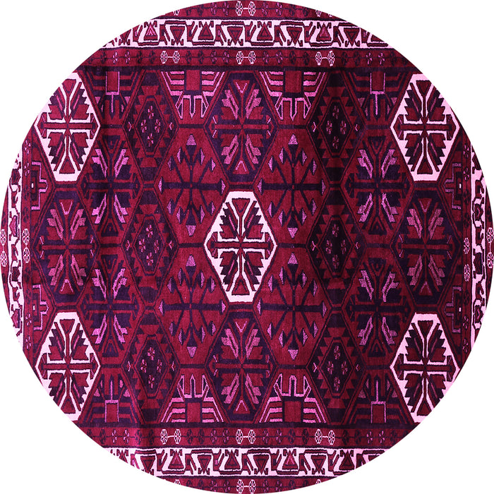Round Machine Washable Persian Pink Traditional Rug, wshtr617pnk
