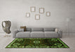 Machine Washable Persian Green Traditional Area Rugs in a Living Room,, wshtr617grn