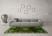 Machine Washable Persian Green Traditional Rug, wshtr617grn