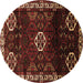 Round Machine Washable Persian Brown Traditional Rug, wshtr617brn