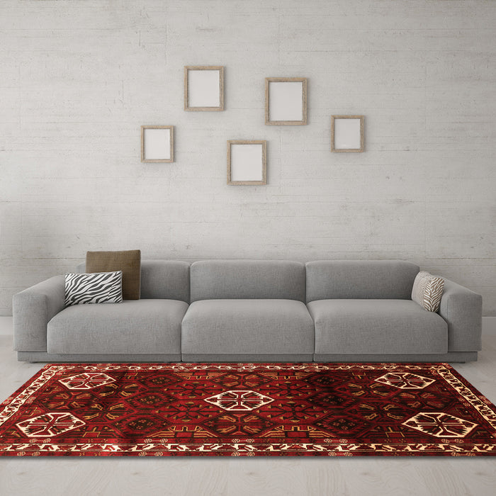 Machine Washable Persian Orange Traditional Area Rugs in a Living Room, wshtr617org
