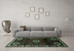 Machine Washable Persian Turquoise Traditional Area Rugs in a Living Room,, wshtr617turq