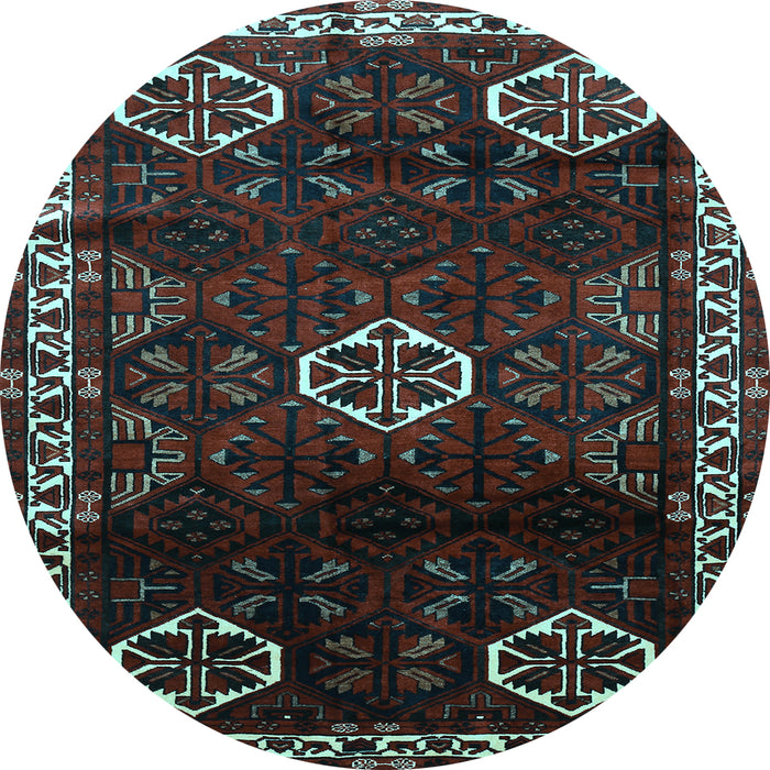 Round Machine Washable Persian Light Blue Traditional Rug, wshtr617lblu