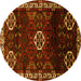 Round Persian Yellow Traditional Rug, tr617yw