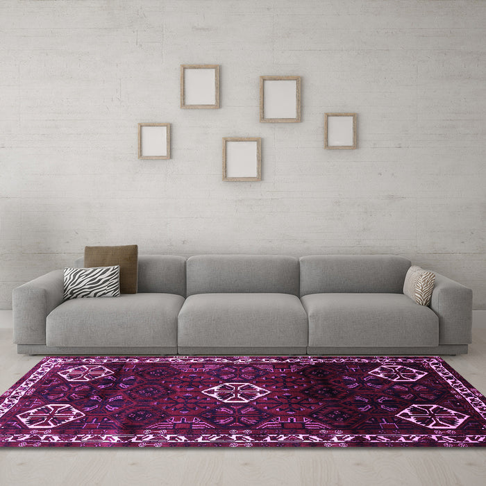 Machine Washable Persian Purple Traditional Area Rugs in a Living Room, wshtr617pur