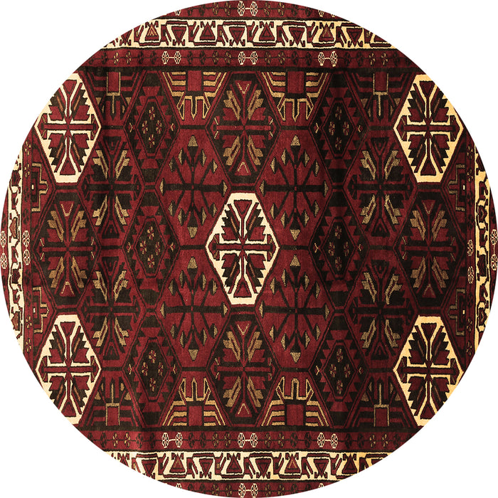 Round Persian Brown Traditional Rug, tr617brn