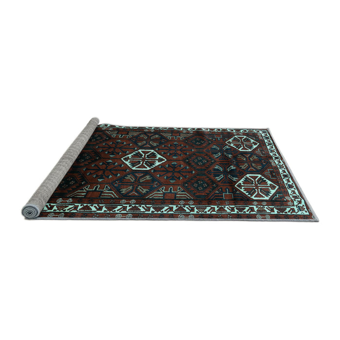 Sideview of Machine Washable Persian Light Blue Traditional Rug, wshtr617lblu