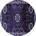 Round Machine Washable Persian Blue Traditional Rug, wshtr617blu