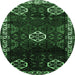 Round Persian Emerald Green Traditional Rug, tr617emgrn