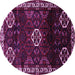 Round Machine Washable Persian Purple Traditional Area Rugs, wshtr617pur