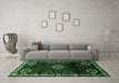 Machine Washable Persian Emerald Green Traditional Area Rugs in a Living Room,, wshtr617emgrn