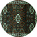 Round Machine Washable Persian Turquoise Traditional Area Rugs, wshtr617turq