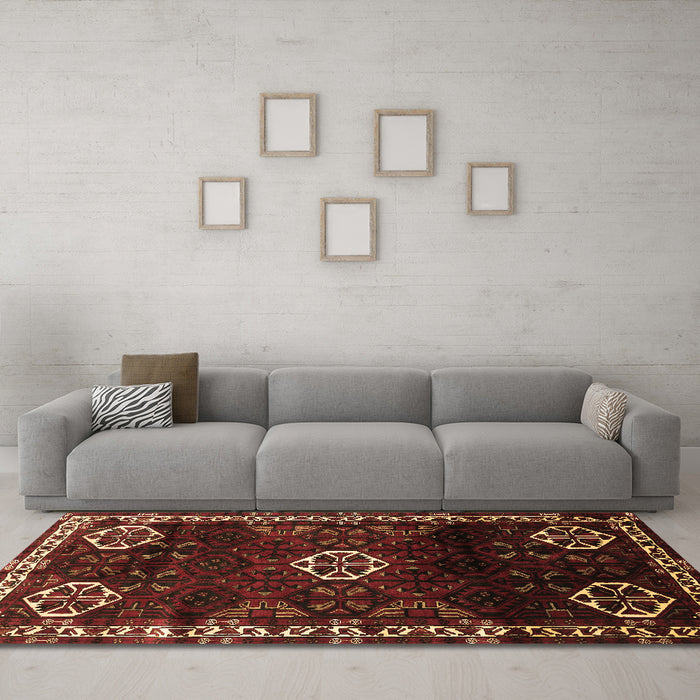 Machine Washable Persian Brown Traditional Rug in a Living Room,, wshtr617brn