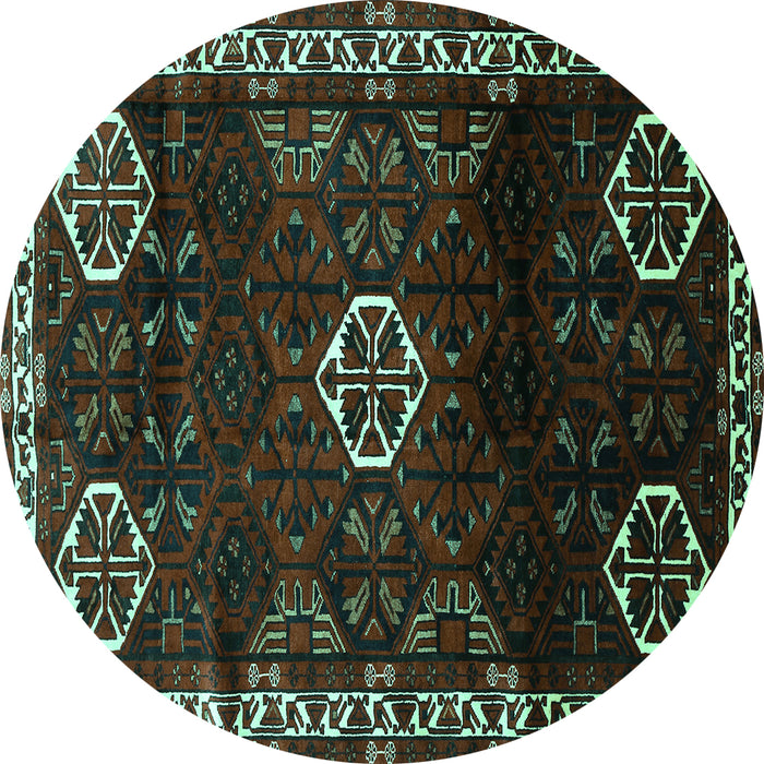 Round Persian Turquoise Traditional Rug, tr617turq
