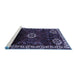 Sideview of Machine Washable Persian Blue Traditional Rug, wshtr617blu