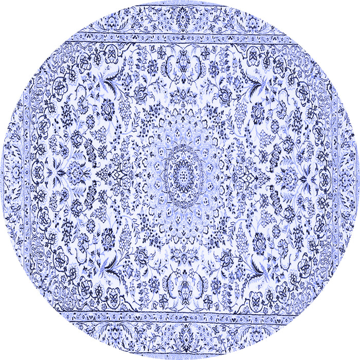 Round Medallion Blue Traditional Rug, tr618blu