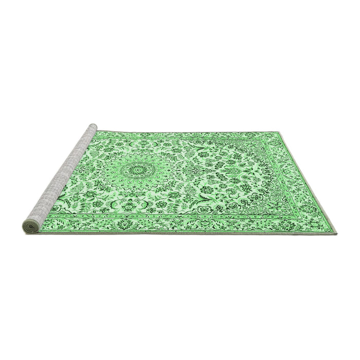 Sideview of Machine Washable Medallion Emerald Green Traditional Area Rugs, wshtr618emgrn