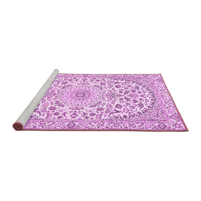 Sideview of Machine Washable Medallion Pink Traditional Rug, wshtr618pnk