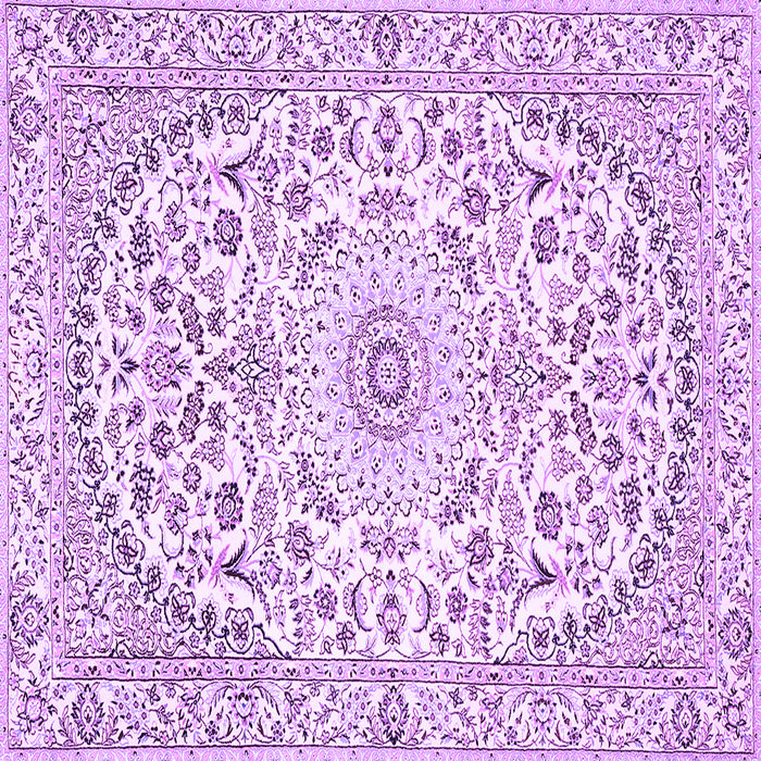 Square Machine Washable Medallion Purple Traditional Area Rugs, wshtr618pur