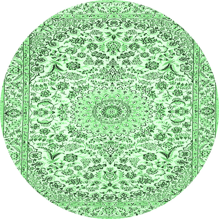 Round Machine Washable Medallion Emerald Green Traditional Area Rugs, wshtr618emgrn