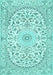 Machine Washable Medallion Turquoise Traditional Area Rugs, wshtr618turq