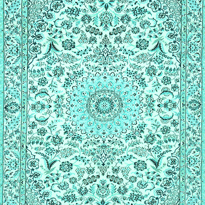 Machine Washable Medallion Turquoise Traditional Area Rugs, wshtr618turq