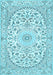 Machine Washable Medallion Light Blue Traditional Rug, wshtr618lblu