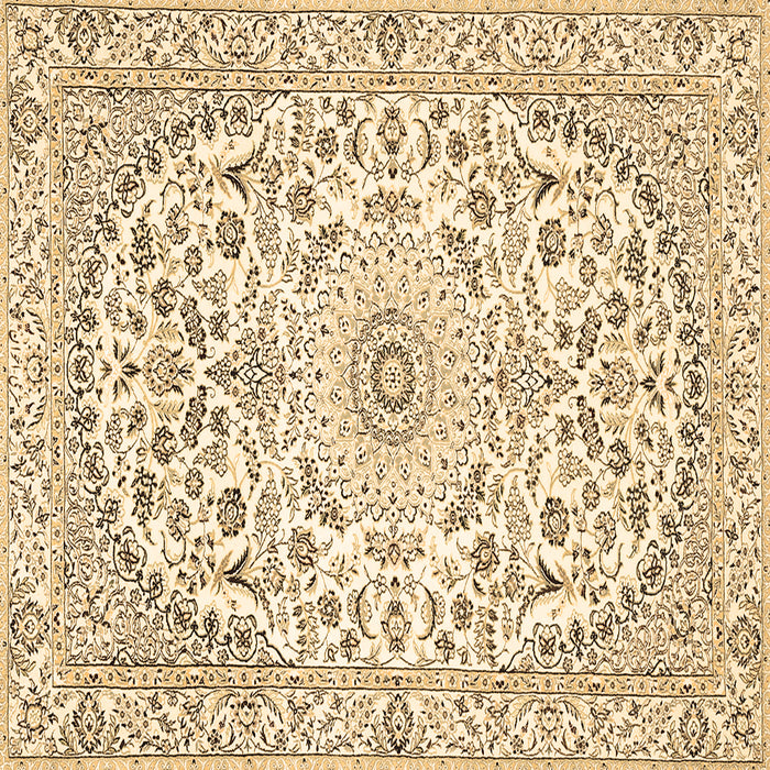 Square Machine Washable Medallion Brown Traditional Rug, wshtr618brn