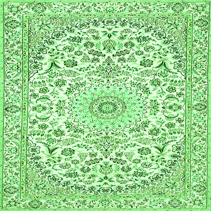 Round Machine Washable Medallion Green Traditional Area Rugs, wshtr618grn