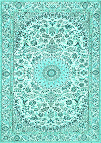 Medallion Turquoise Traditional Rug, tr618turq