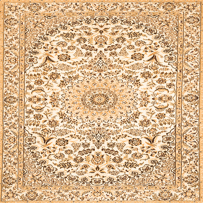 Round Machine Washable Medallion Orange Traditional Area Rugs, wshtr618org