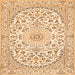 Round Machine Washable Medallion Orange Traditional Area Rugs, wshtr618org