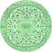 Round Medallion Emerald Green Traditional Rug, tr618emgrn