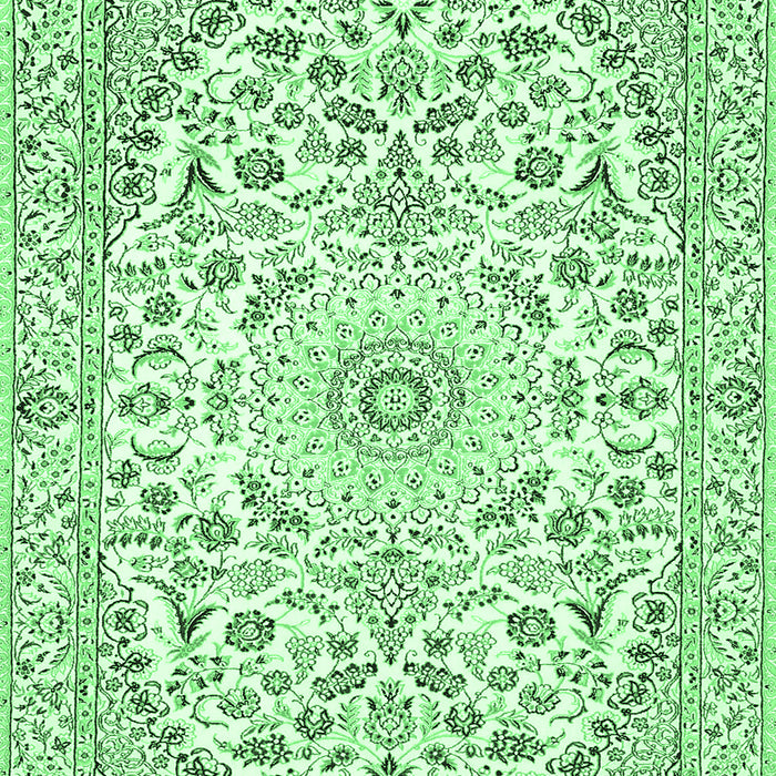 Machine Washable Medallion Emerald Green Traditional Area Rugs, wshtr618emgrn