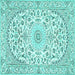 Square Medallion Turquoise Traditional Rug, tr618turq